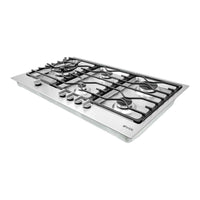 Cooktop Evol a Gás Riva 5 Bocas Inox 90cm embutido flush com trempes de ferro gusa e superfície contínua