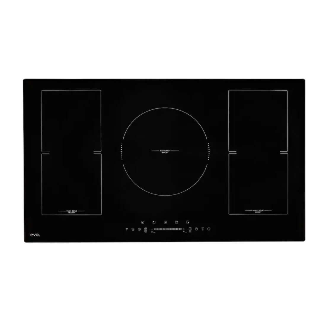  Cooktop Evol Indução 5 Zonas vitrocerâmico 90cm preto, 5 bocas, 9.300W com Boost 12.200W