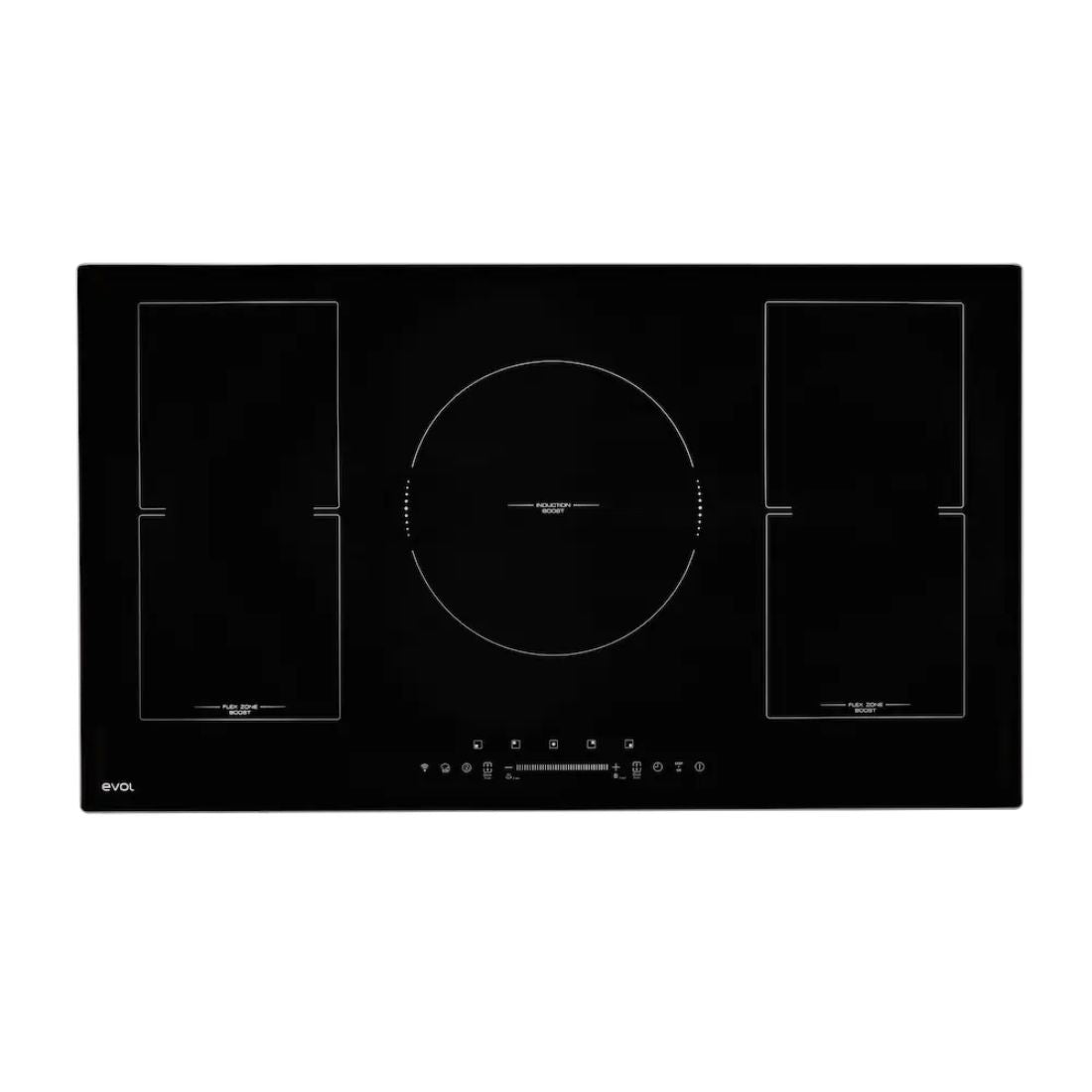  Cooktop Evol Indução 5 Zonas vitrocerâmico 90cm preto, 5 bocas, 9.300W com Boost 12.200W