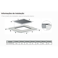 Cooktop Evol Indução 5 zonas vitrocerâmico 90cm instruções de instalação com medidas e corte para embutir