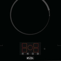 Cooktop Evol Indução com superfície preta, 5 zonas de aquecimento e painel TFT touch centralizado