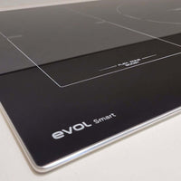 Cooktop Evol Indução com superfície vitrocerâmica preta, painel TFT e frame em alumínio — modelo 5 bocas 90cm