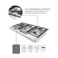 Cooktop Evol a Gás Riva 5 Bocas Inox 90cm