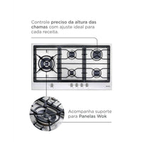 Cooktop Evol a Gás Riva 5 Bocas Inox 90cm