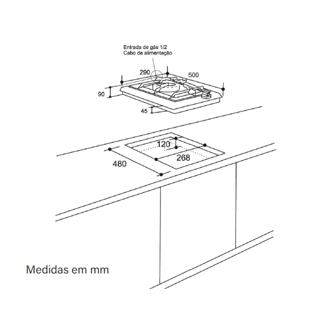 Cooktop Dominó Siena 1 Boca Inox 29cm Bivolt