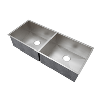 Cuba dupla em Inox Escovado 102cm Mekal, cuba de embutir linha reta em inox escovado dupla sem escorredor, design moderno