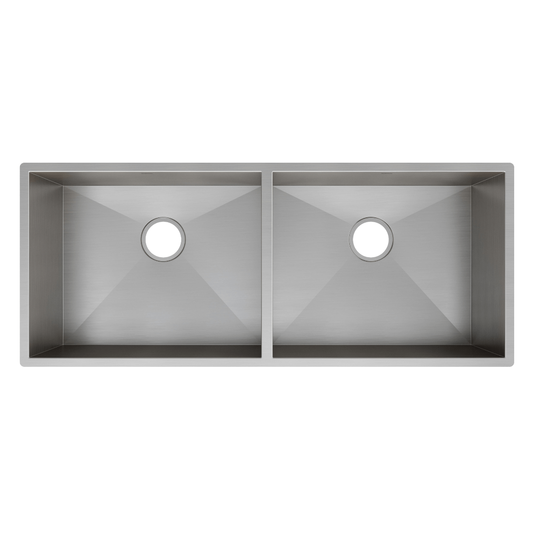 Mekal cuba dupla em Inox Escovado 102cm Mekal, cuba de embutir linha reta em inox escovado dupla, cantos retilíneos e ralo central