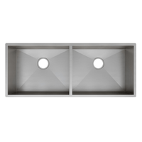 Mekal cuba dupla em Inox Escovado 102cm Mekal, cuba de embutir linha reta em inox escovado dupla, cantos retilíneos e ralo central