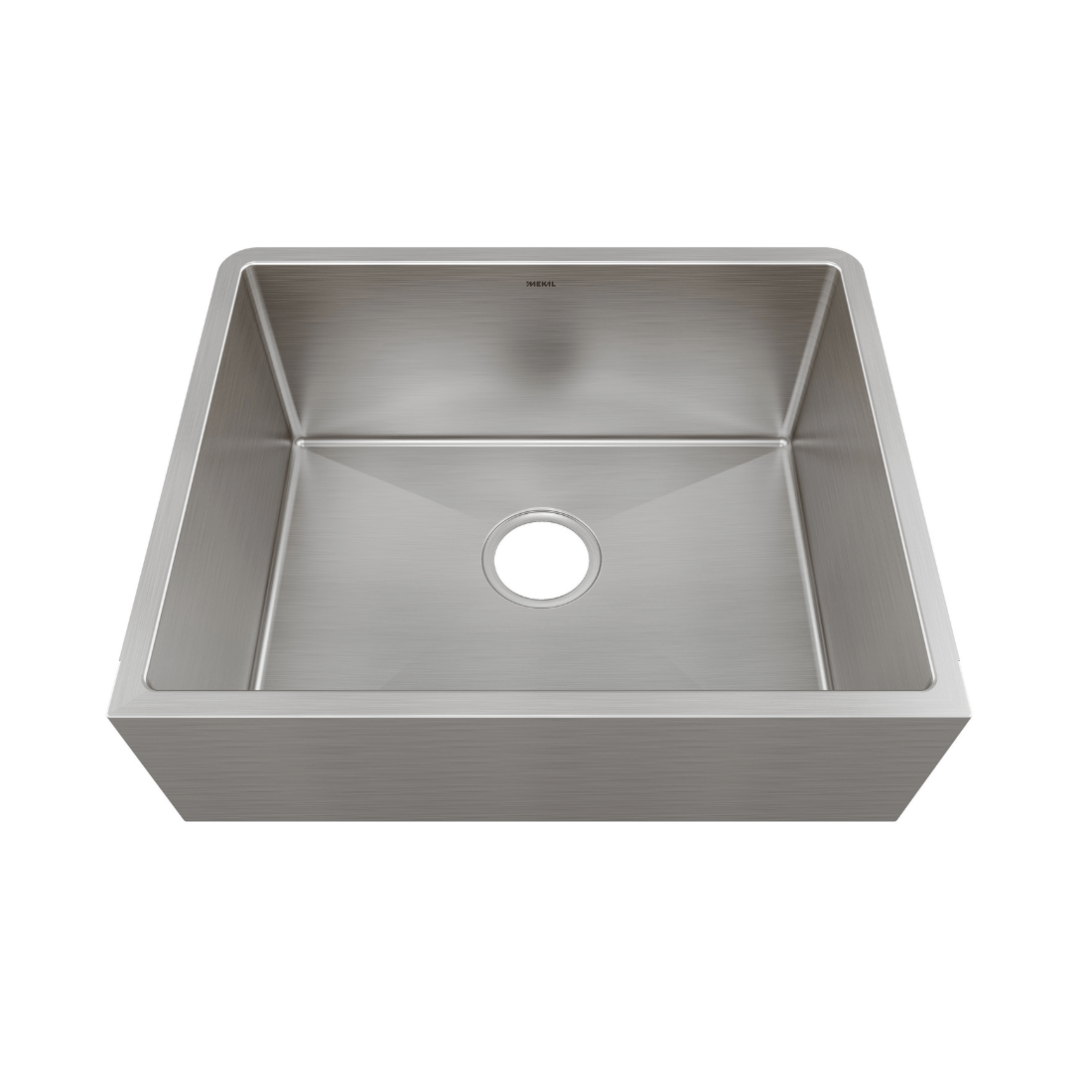 Cuba Mekal Farm Sink Inox Escovado 50cm, cuba de embutir inox escovado linha reta simples, formato quadrado e design farmhouse