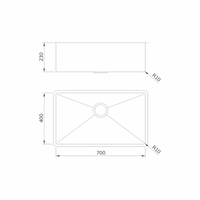 Cuba em Inox Escovado 70cm Mekal, cuba de embutir linha reta inox escovado 70x40cm, 23cm profundidade e cantos R10