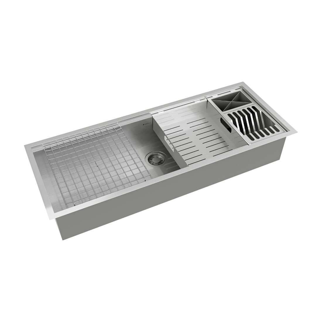 Cuba Debacco Quadratino Gourmet inox 110cm embutir com acessórios, escorredor e grelha para cozinha gourmet