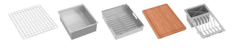 Alt Tag: Cuba Debacco Quadratino Gourmet acessórios para cuba inox grelha escorredor tábua corte saboneteira
