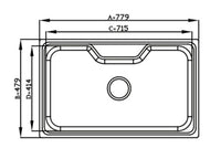 Cuba Debacco Funzionale 235 desenho técnico da cuba inox acetinada 78cm com medidas e ralo central