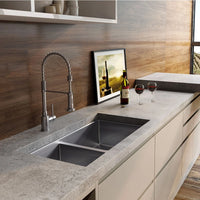 Cuba Debacco Quadratino Dupla de embutir inox 85cm com design geométrico e duas cubas para bancada moderna