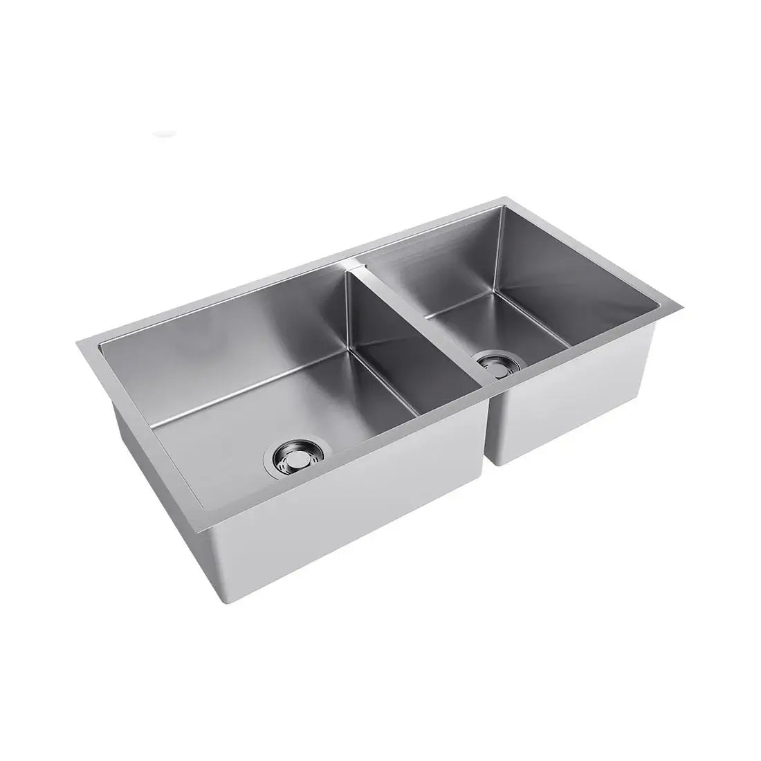 Alt Tag: Cuba Debacco Quadratino Dupla 85cm de Embutir Inox em aço 1,2mm, pia dupla retangular com design geométrico linear