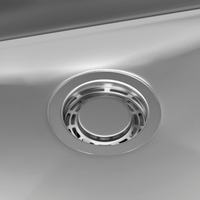 Cuba Debacco Quadratino em aço inox escovado, detalhe do ralo e acabamento slim para bancada