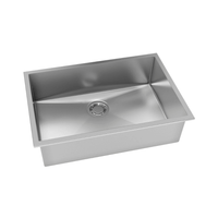Cuba Debacco Quadratino 70cm em aço inox escovado slim, cuba individual 70cm com ralo central e acabamento moderno