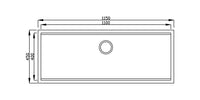 Cuba Debacco Quadratino Gourmet 110cm embutir inox desenho técnico com medidas 1150x450mm e ralo central