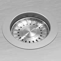 Válvula de Cuba Debacco Quadratino em aço inox escovado, cuba quadrada robusta com ralo removível