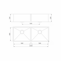 Cuba dupla em Inox Escovado 102cm Mekal