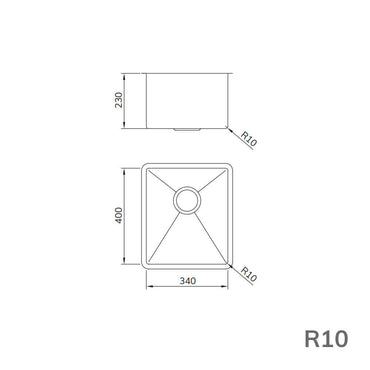 Cuba para cozinha LR Inox Escovado 34cm