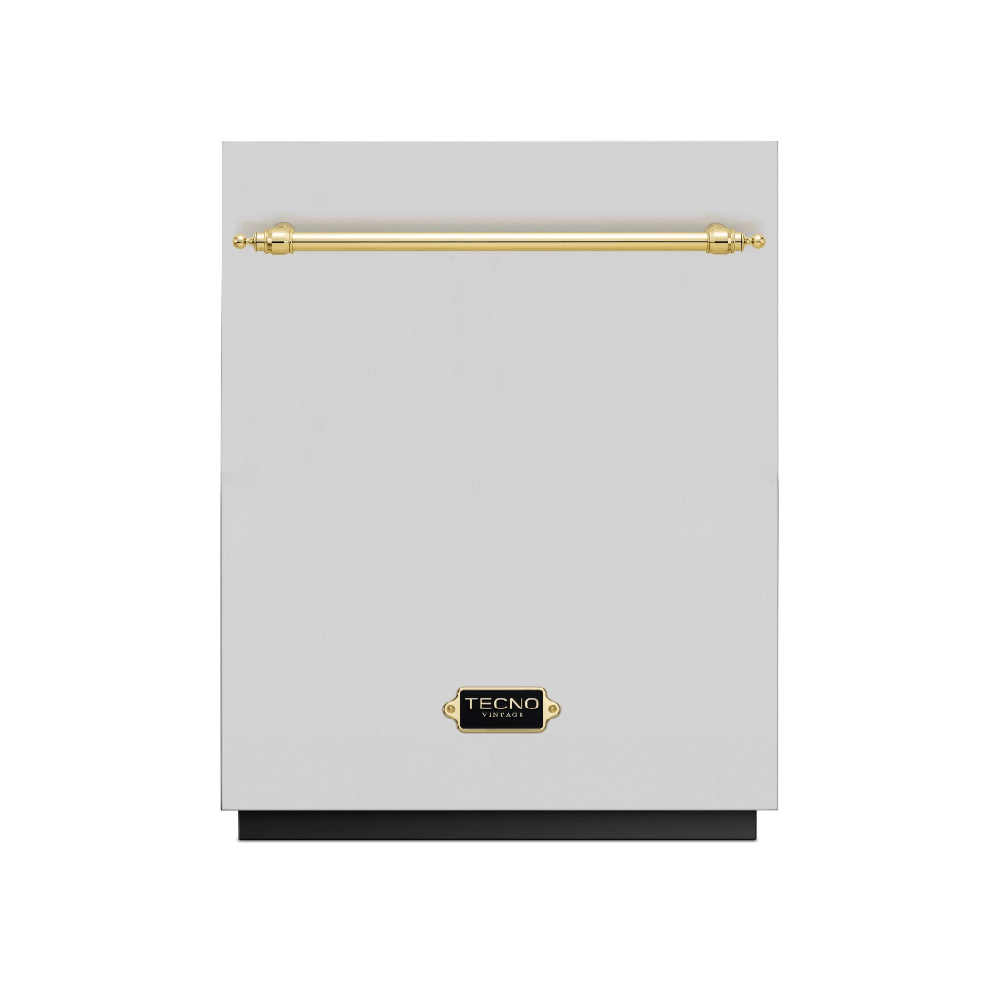 Lava-Louças Tecno Vintage 14 serviços Inox 60cm, lava louças de embutir em inox com puxador dourado, painel frontal clássico
