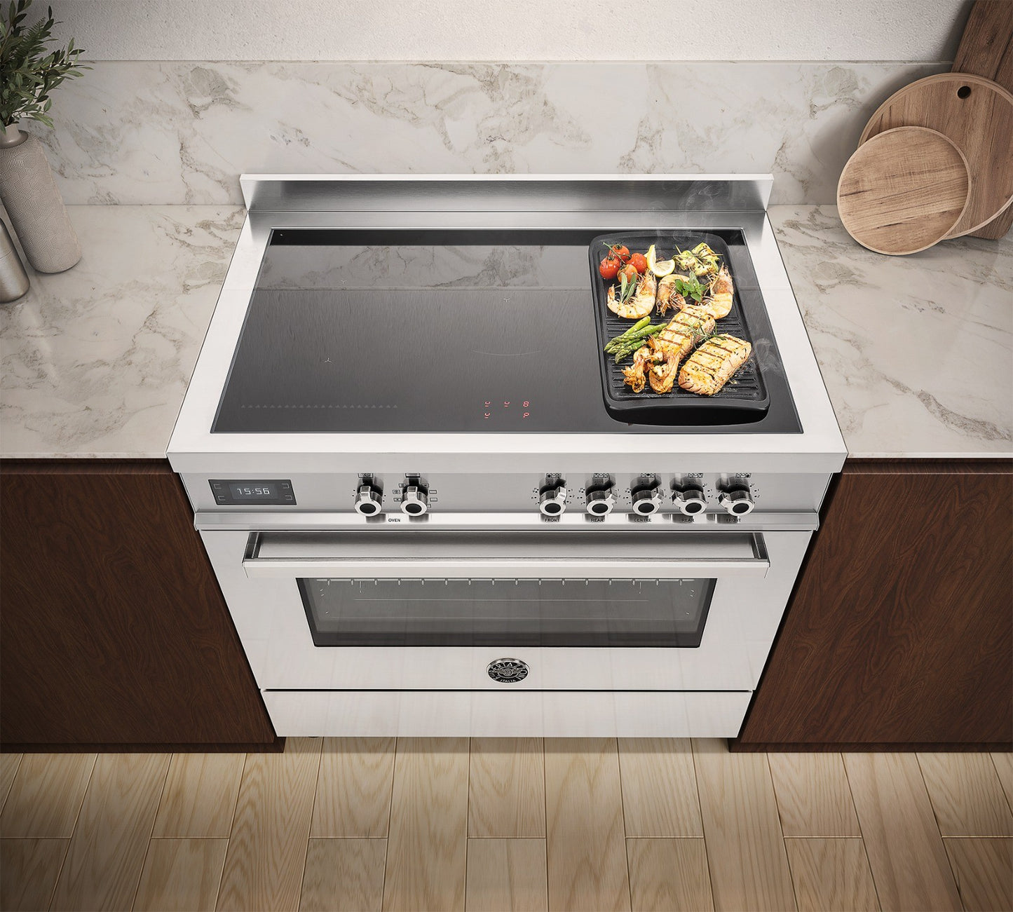Fogão Bertazzoni Professional 5 Zonas Forno Elétrico 108 Litros Inox 90cm