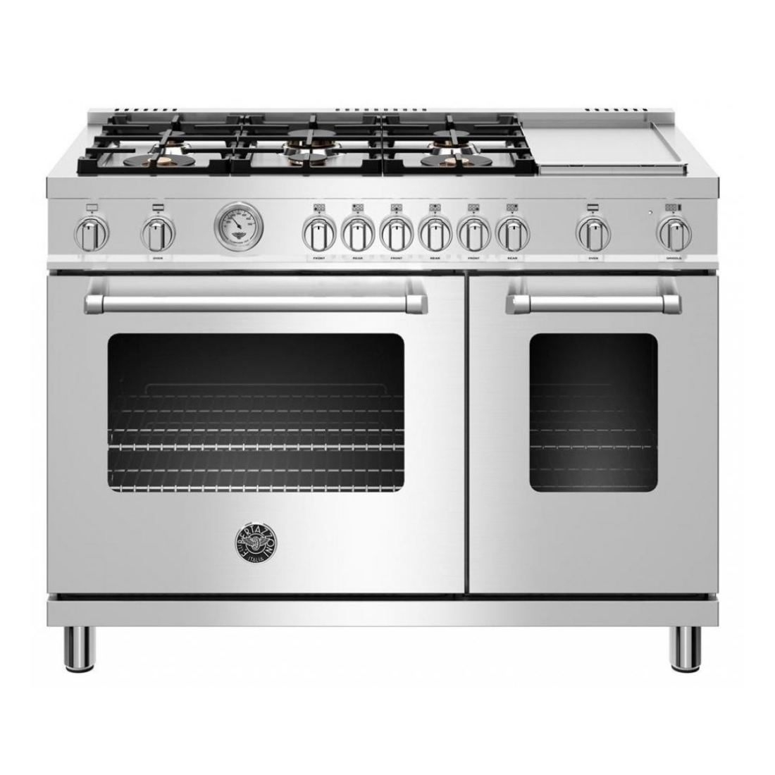 Fogão Bertazzoni Master 6 Bocas Forno á Gás Duplo 201 Litros Inox 122cm