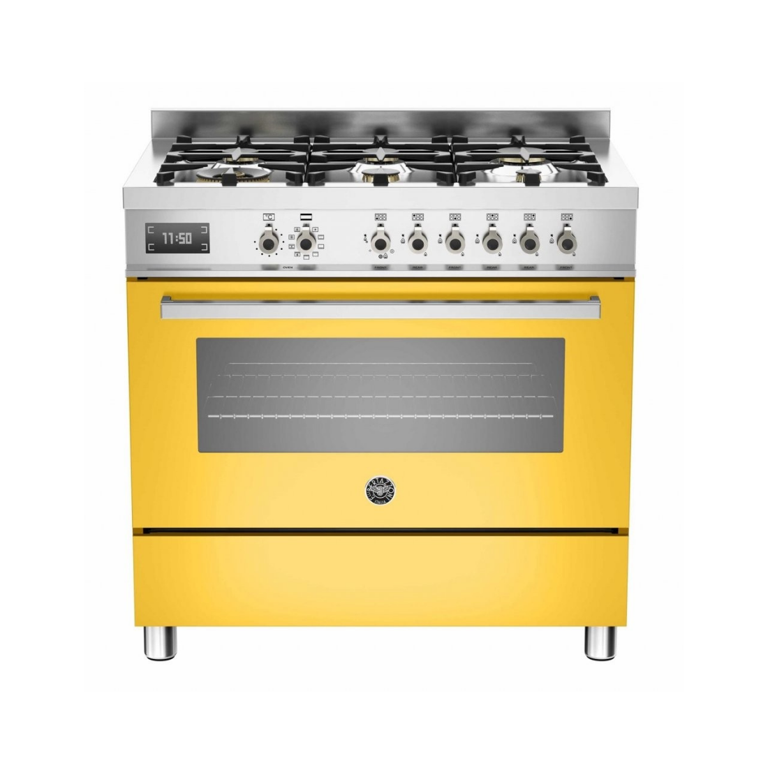 Fogão Bertazzoni Professional 6 Bocas Forno Elétrico 108 Litros Amarelo 90cm