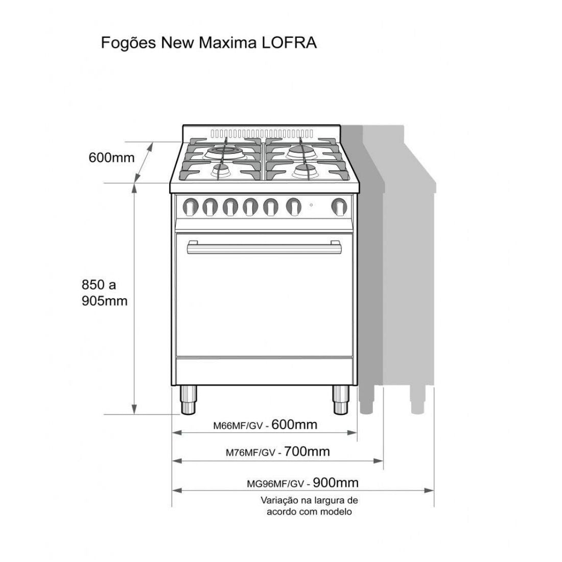 Fogão Lofra New Maxima 5 Bocas Forno Elétrico 72 Litros Inox 70cm 220V