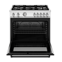 Fogão Bertazzoni Master 5 Bocas inox 91cm, forno a gás ventilado e queimadores de latão maciço.