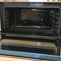 Fogão Bertazzoni Master Inox 90cm 5 Bocas Forno a Gás 142 Litros — forno a gás aberto em inox escovado, interior ventilado com grelhas e assadeira