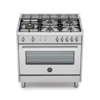 Fogão Bertazzoni Professional Inox 90cm 5 Bocas Forno a Gás 142 Litros - fogão de piso inox 5 bocas, forno a gás, grelhas ferro fundido e painel cromado
