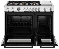 Fogão Bertazzoni Master Inox 122cm 6 Bocas Forno á Gás Duplo em inox, 6 queimadores, grelhas ferro, dois fornos a gás e painel cromado