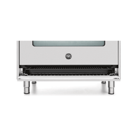 Fogão Bertazzoni Master Inox 60cm 4 Bocas Forno Elétrico 60 Litros - detalhe frontal de forno elétrico inox embutir com grelha e pés metálicos