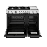 Fogão Bertazzoni Master Inox 122cm 6 Bocas Forno á Gás Duplo 201L em inox escovado, 6 bocas, duplo forno a gás aberto, grelhas ferro fundido, estilo italiano