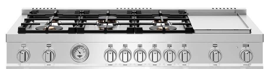 Fogão Bertazzoni Master Inox 120cm 6 Bocas Forno Elétrico Duplo 138L - fogão de piso inox 6 bocas com queimadores latão, grelhas ferro e painel frontal