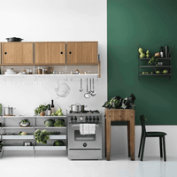 Fogão Bertazzoni Master Inox 60cm 4 Bocas Forno á Gás 60 Litros — fogão de piso inox com 4 bocas, grelhas em ferro, puxadores cromados, estilo italiano