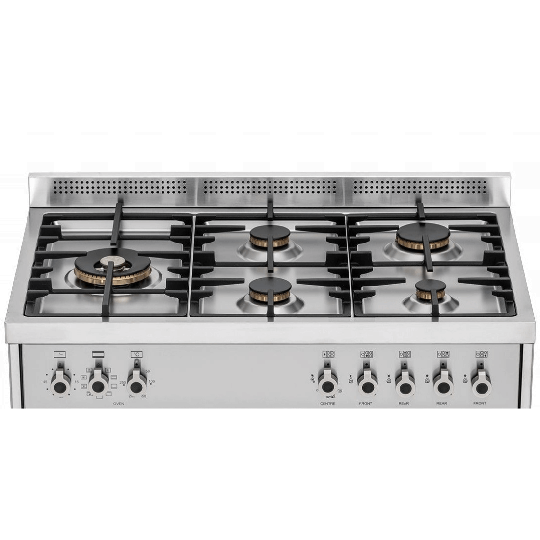 Fogão Bertazzoni Professional Inox 90cm 5 Bocas Forno Elétrico 142L - fogão de piso inox com 5 queimadores Sabaf em latão e grelhas em ferro fundido