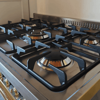 Fogão Lofra Dolcevita Inox 90cm 5 Bocas Forno Elétrico 102L - fogão de piso inox 5 bocas com grelhas em ferro fundido e queimadores Sabaf