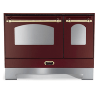 Fogão Lofra Dolcevita Vinho 90cm 5 Bocas Forno Duplo Elétrico 106L em vinho, fogão de piso com dois fornos elétricos, puxadores dourados e acabamento inox