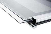 Fogão Lofra New Maxima Inox 70cm 5 Bocas Forno Elétrico 72 Litros — detalhe do puxador e vidro do forno inox, design profissional de piso