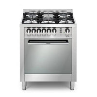 Fogão Lofra New Maxima Inox 70cm 5 Bocas Forno a Gás 72 Litros - fogão de piso inox polido 5 bocas com trempes robustas, painel frontal e puxador em inox