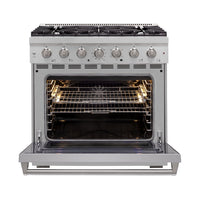 Fogão Evol Potenza 5 bocas inox com forno elétrico 160L aberto e trempes em ferro