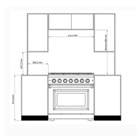 Fogão Evol Potenza 5 bocas inox com medidas de nicho e dimensões frontais para instalação