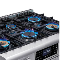  Fogão Evol Profissional 6 bocas com chamas azuis, queimador Ultra Rápido e painel digital em inox