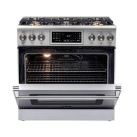 Alt Tag: Fogão Evol Profissional 6 bocas inox com forno elétrico 163L aberto e painel digital com Air Fryer integrado