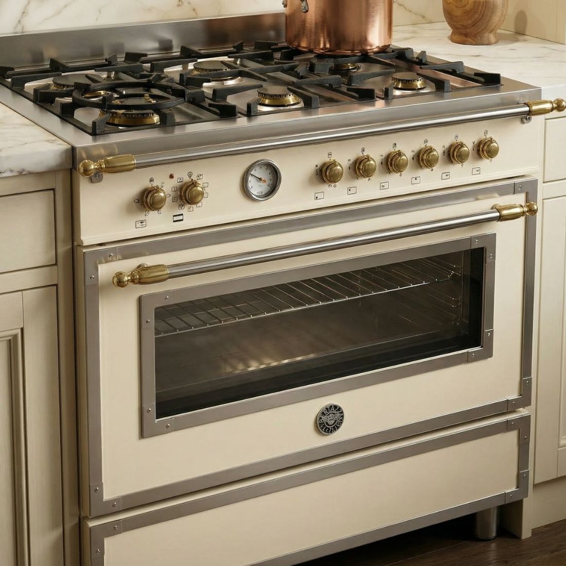 Fogão Bertazzoni Heritage Marfim 90cm 6 Bocas Forno Elétrico 103L