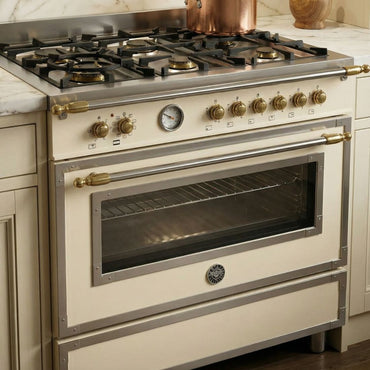 Fogão Bertazzoni Heritage Marfim 90cm 6 Bocas Forno Elétrico 103L