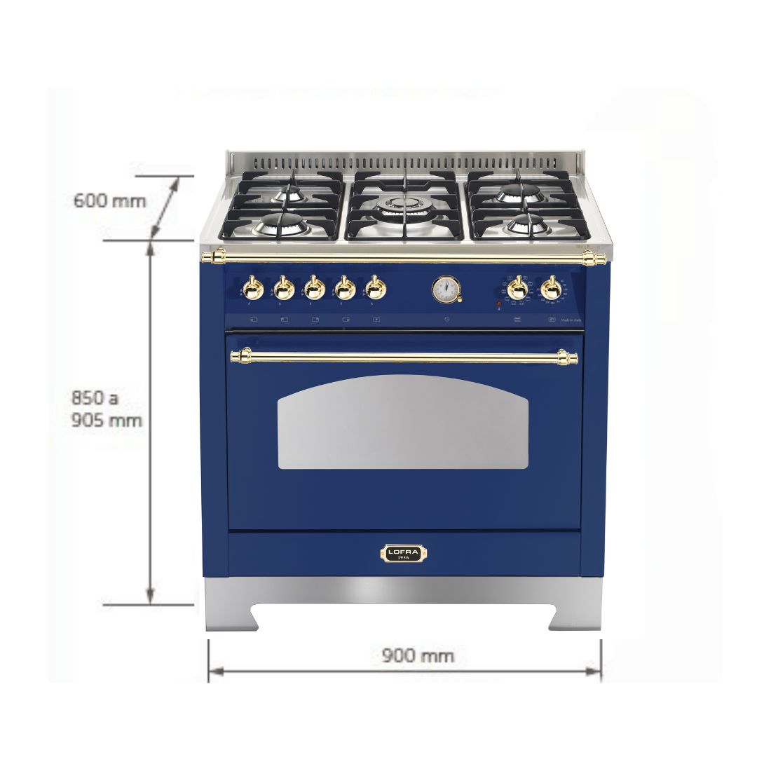 Fogão Lofra Dolcevita Azul 90cm 5 Bocas Forno Elétrico 102L